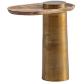 FineBuy Beistelltisch FineBuy Anstelltisch Massivholz Metall 50x30 cm Wohnzimmertisch