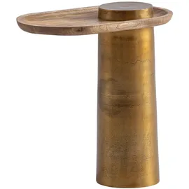 FineBuy Beistelltisch FineBuy Anstelltisch Massivholz Metall 50x30 cm Wohnzimmertisch