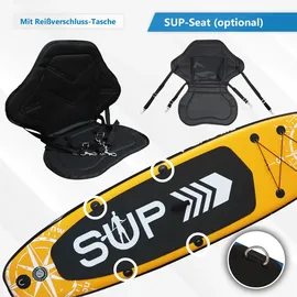 24move 24MOVE® Standup Paddle Board SUP, inkl. umfangreichem Zubehör, Paddel und Hochdruckpumpe, ORANGE, 366x80x15cm