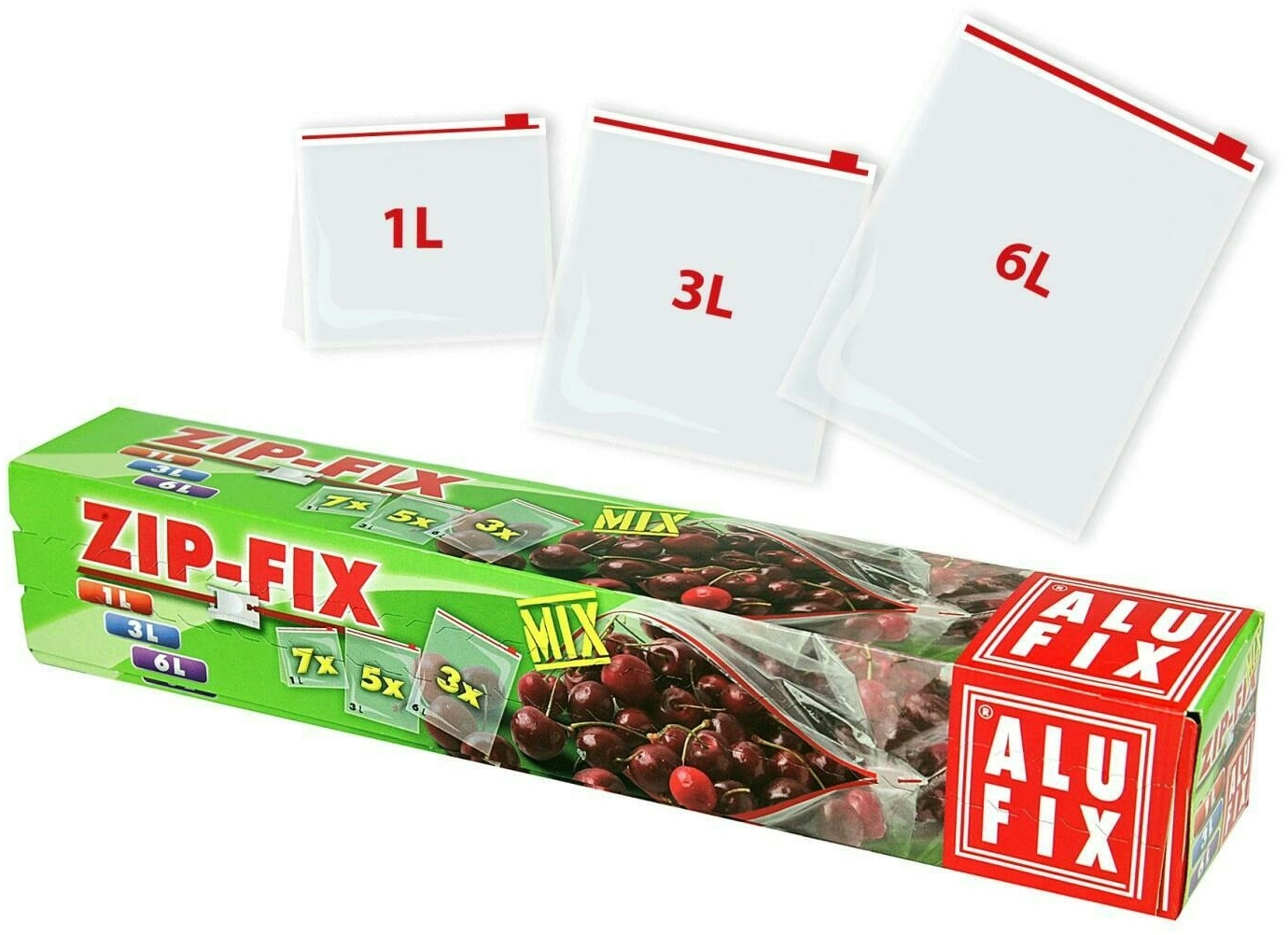 30x ALUFIX Tiefkühlsäcke Haushaltsäcke mit Zipp 1liter 3liter und 6liter