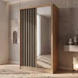 beautysofa Schwebetürenschrank Donatello 120 x 204,5 x 60 cm Schwarz/Eiche Artisan