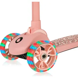 lionelo Franky 2in1 Kinder Laufrad bis 20 kg Balance Roller bis 50 kg Höhenverstellbar, LED-Räder, rutschfestes Trittbrett, Korb Pink - Rosa
