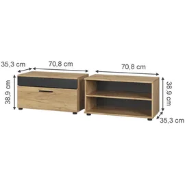 Vicco Wohnzimmerschränke Berno, Goldkraft Eiche/Anthrazit, 2 Teile, zur Aufbewahrung von Mediengeräten und Wohnaccessoires