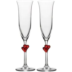 STÖLZLE LAUSITZ Serie L'AMOUR Sektkelch mit roten Herzen 175 ml 2 Stück