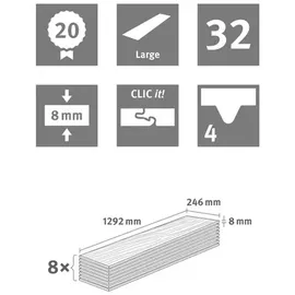 EGGER Home Eiche natur 1292 x 246 x 8 mm, Landhausdiele)