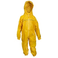 DRY KIDS Regenanzug (1-tlg), Wasserdichter Regenanzug für Kinder verschweißte Nähte Größe 134 - 140 reflektierende Regenbekleidung Gelb