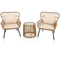 Gartenmöbel 3er-Set Sitzgruppe BALANCE aus Polyrattan, Balkon Terrasse