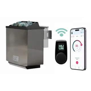 Karibu 9 kW Bio-Kombiofen anthrazit inkl. Huum WLAN Steuergerät mit App-Steuerung