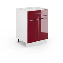 Vicco Badschrank Fame-Line Bordeaux Hochglanz/Weiß 60 x cm mit Schublade, ohne Arbeitsplatte