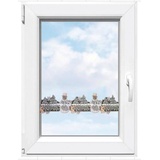 Stickereien Plauen Scheibengardine »Winter«, (1 St.), Fensterdekoration "Winter", weiß/beige/grün, , 93010743-1