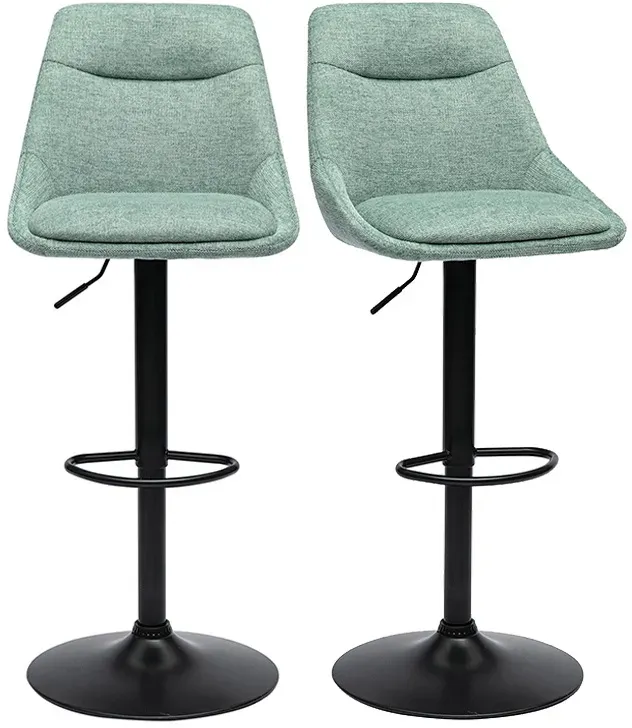 Drehbare Barhocker 360° in texturiertem Céladon-Samt-Stoff und Metall (2er-Set) ALESS