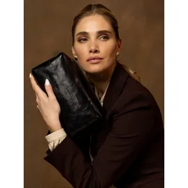 Time Resistance Kulturbeutel Leder Herren - Kosmetikbeutel - Gladstone-Öffnung - Waschtasche für Männer - 100% Echtleder - Hochwertige Kosmetiktasche Mann