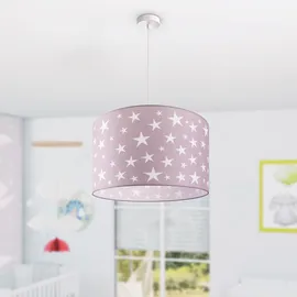 Paco Home Pendelleuchte Baby Lampenschirm Stoff Rund Sterne Kinderlampe Deckenlampe LED Kinderzimmer Sternenhimmel Motiv E27
