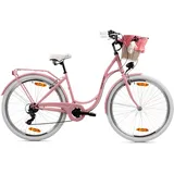 Goetze Mood Damenrad 28 Zoll, 7-Gang mit Korb, Rosa | Weiß