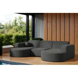 Fun Möbel Garten Ecksofa U-Form SUNDAY in wetterfester Stoff ART-N Anthrazit & Grau