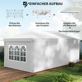 Outsunny Faltpavillon 6 x 3 m inkl. 4 Seitenteile Weiß