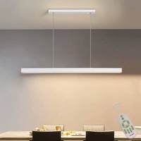 LED Esstisch Pendelleuchte Dimmbar Hoehenverstellbar Büro Esszimmer Hängelampe Wohnzimmer Küche Hängend Decke Lampe Fernbedienung, Modern Ultra Einfach Design Lüster für Landhaus (Weiß, L80cm)