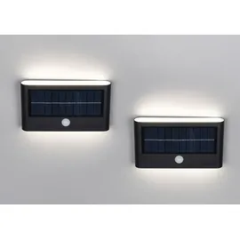 meine wunschleuchte 2er SET Solar Außen-Wandleuchte flach mit Bewegungsmelder auch per USB aufladbar