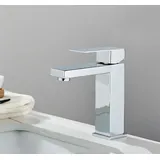 Schwarzer, Quadratischer Waschtisch-armatur, Edelstahl, Warm- Und Kaltwasser, Gold, Große Aufsatzarmatur
