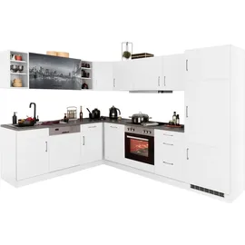 kochstation Winkelküche L-Form 220 x 280 cm weiß