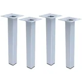 MS Beschläge Stilvolles 200mm) 4er Set Möbelfüße Silber eckig Sofastempel Tischfüße Bettfüße