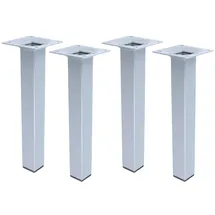 MS Beschläge Stilvolles 200mm) 4er Set Möbelfüße Silber eckig Sofastempel Tischfüße Bettfüße