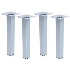 MS Beschläge Stilvolles 200mm) 4er Set Möbelfüße Silber eckig Sofastempel Tischfüße Bettfüße