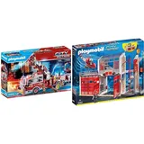 PLAYMOBIL City Action 70935 Feuerwehr-Fahrzeug & City Action 9462 Große Feuerwache mit Soundeffekten, Ab 5 Jahren