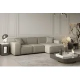 Fun Möbel Ecksofa Designersofa CELES in Stoff Opera Velvet Creme Ottomane Rechts - Beige