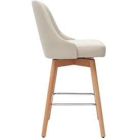 miliboo Skandinavische Barhocker aus beigem Stoff und massivem Buchenholz H65 cm (2er-Pack) Hasta