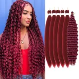 Red Pre Stretched Braiding Hair And Curly Braiding Hair For Boho Braids Easy To Manage 26 inch