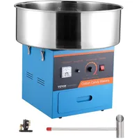 Vevor Elektrische Zuckerwattemaschine, 1000 W Zuckerwattegerät, Kommerzielle Zuckerwattemaschine mit Edelstahlschüssel, Zuckerschaufel & Schublade, für Kindergeburtstage, Familienfeiern, Blau