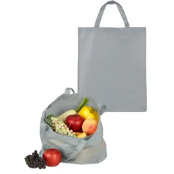 Relaxdays Stoffbeutel 10er Set, unbedruckt, zum Einkaufen, kurze Henkel, große Einkaufsbeutel H x B: 49,5 x 40 cm, grau