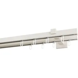 Gardinenstange GARESA "Nora", weiß, L:130cm, Aluminium, Gardinenstangen, Vorhanggarnitur, einfache Montage an die Wand, verlängerbar, Kappe