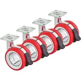 So-tech - sotech Premium Möbelrolle düsseldorf ø 75 mm (Höhe 98,5 mm, Chrom/rot, mit Bremse, Montageplatte 47 x 47 mm), 4er Set