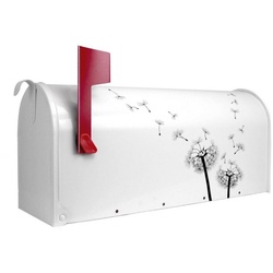 banjado Amerikanischer Briefkasten Mailbox Pusteblume 2 (Amerikanischer Briefkasten, original aus Mississippi USA), 22 x 17 x 51 cm weiß