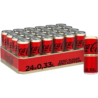 Coca-Cola Zero Sugar Zero Koffein - prickelndes Erfrischungsgetränk mit originalem Coke-Geschmack - ohne Zucker und ohne Kalorien - koffeinfreier Softdrink in Einweg Dosen (24 x 330 ml)