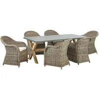 Beliani Gartenmöbel Set 7-tlg. Grau/Beige/Weiß