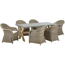 Beliani Gartenmöbel Set 7-tlg. Grau/Beige/Weiß