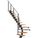 DOLLE Mittelholmtreppe Hamburg 1/4 gewendelt Eiche weiß, geölt 75 cm breit für GH 240 – 279 cm UK Metall Anthrazit mit Geländer