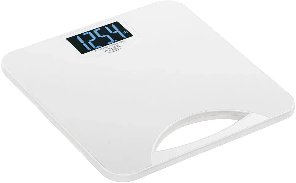 ADLER EUROPE AD 8193W Personenwaage bis 250 kg, digitale Badezimmerwaage mit LCD-Display, 100 g Teilung, ABS-Gehäuse, rutschfeste Füße