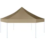 vidaXL Faltpavillon Sechseckig 3,6x3,1 m Taupe 220 g/m2