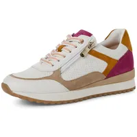 Marco Tozzi Sneaker flach mit Lederanteil Freizeit, Mehrfarbig (White/pink), 41 EU