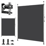 LEADZM Klemmmarkise Senkrechtmarkise 150x305cm,Ausziehbar & Blickdicht, UV-Schutz 50+ & Wasserfest, Ohne Bohren mit Handkurbel für Garten, Terrasse, Balkon&Wohnzimmer,Anthrazit