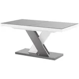designimpex Esstisch Design Tisch HEN-111 Grau / Weiß Hochglanz ausziehbar 160 bis 256 cm grau