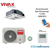 VIVAX Deckenkassette 7 KW 24000 BTU 4-Wege Decke Split Klimaanlage Ultraslim A++
