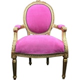 Casa Padrino Besucherstuhl Barock Salon Stuhl Rosa / Gold Mod2