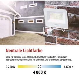 EMOS LED Strahler Aluminium 10 W mit Bewegungsmelder 20 cm weiß