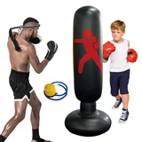 Standboxsäcke Boxsack Kinder 160cm Aufblasbare Boxsäule Tumbler Kinder Üben von Karate, Fitness Dekompression Sandsäcke,Taekwondo,Kick Kampftraining mit Luftpumpe Enthalten