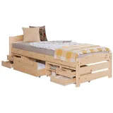 Ticaa Bettgestell Stauraumbett Seniorenbett „Loni“, Funktionsbett braun